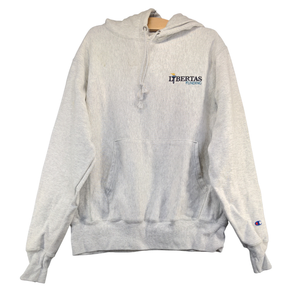Champion Reverse Weave Men's Pullover Hoodie Gray Medium Libertas Big Logo